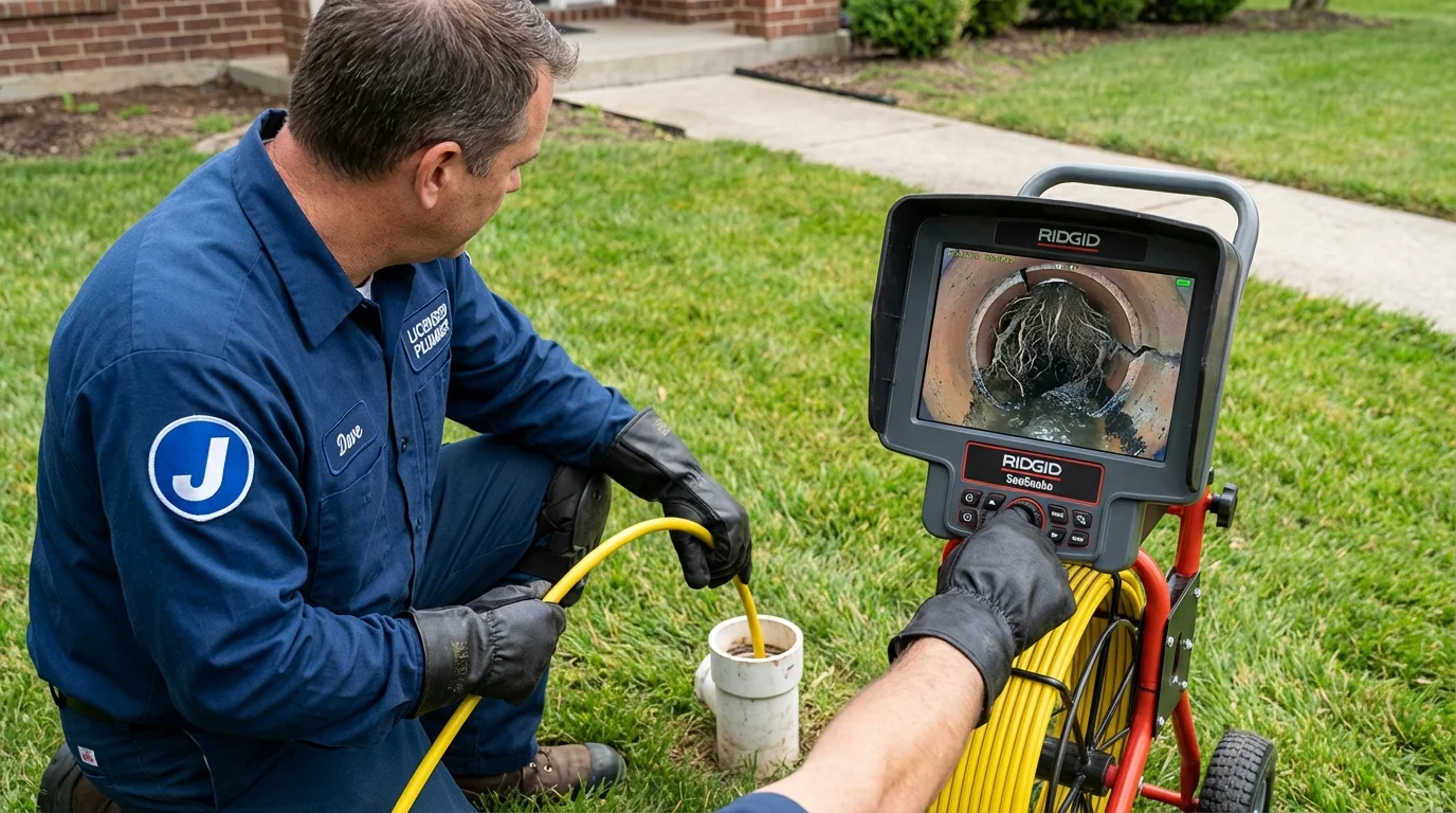 Sewer camera inspection being performed by Johns Plumbing LLC in Prophetstown